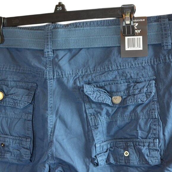 X-RAY Men's Belted Snap Detail Cargo Shorts Majolica Blue, Size 38 - Picture 8 of 8